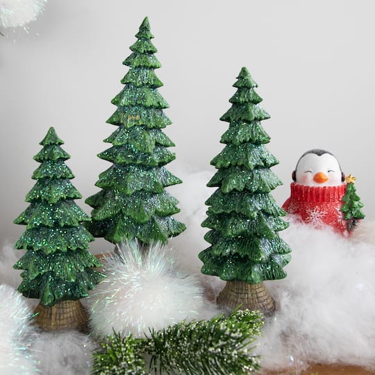 12" Green Glittered Tree with Brown Base Christmas Decoration By Northlight | Michaels®